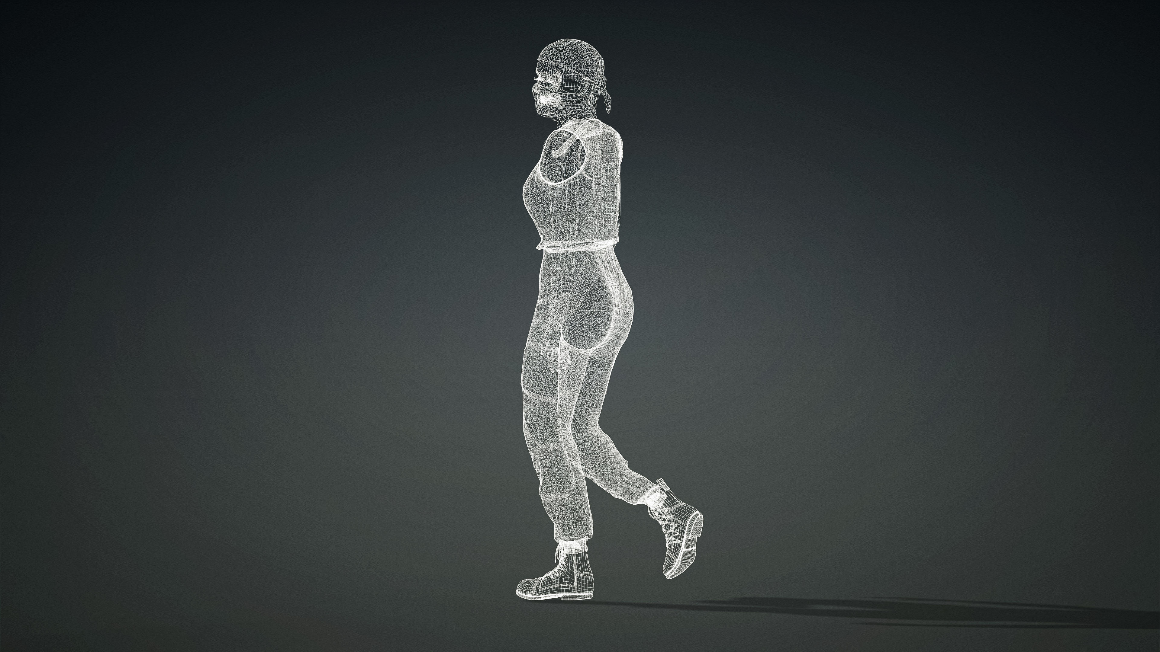 High Quality Realistic Female Military Cargo Low-poly 3D model_27