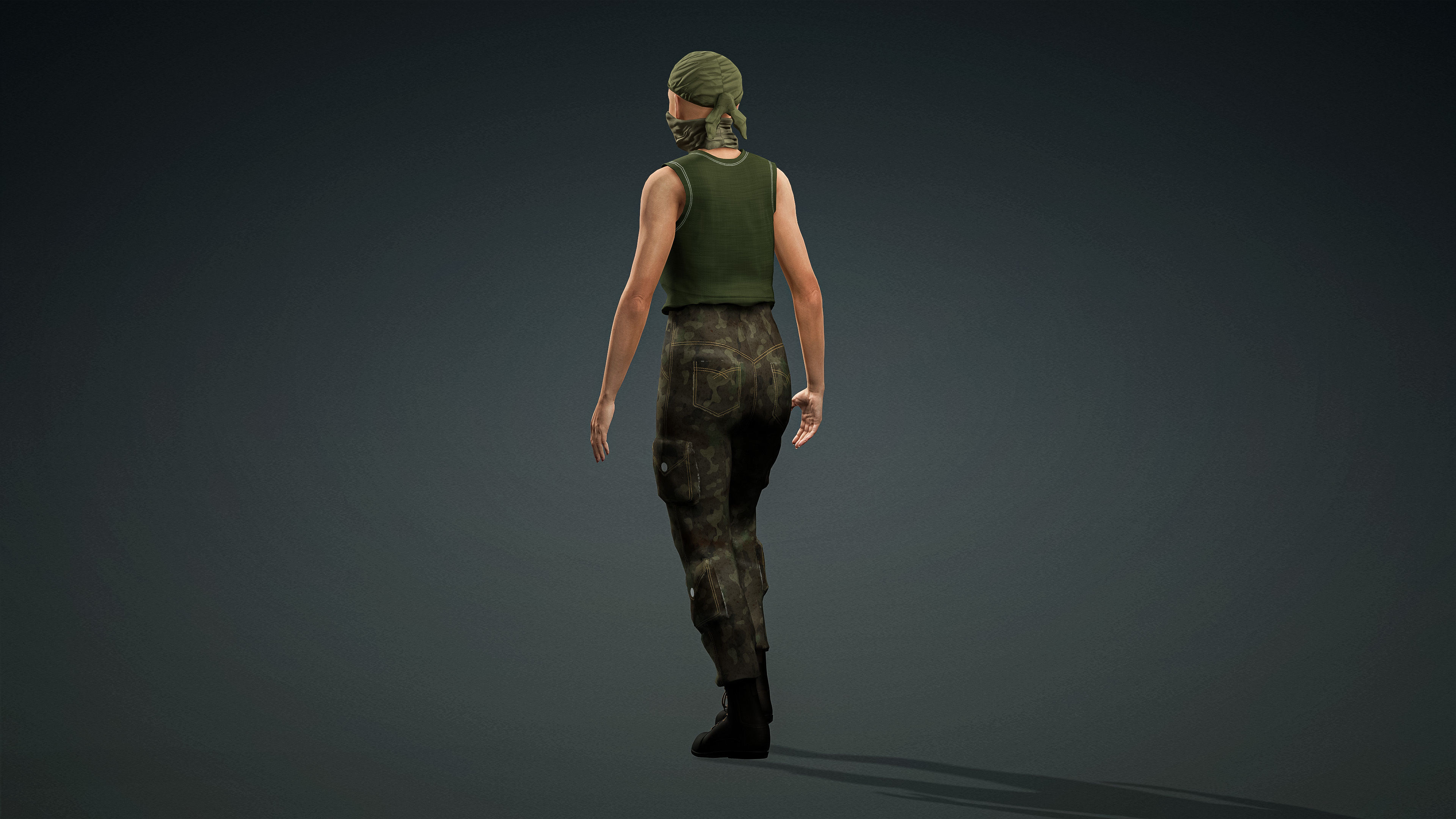 High Quality Realistic Female Military Cargo Low-poly 3D model_8
