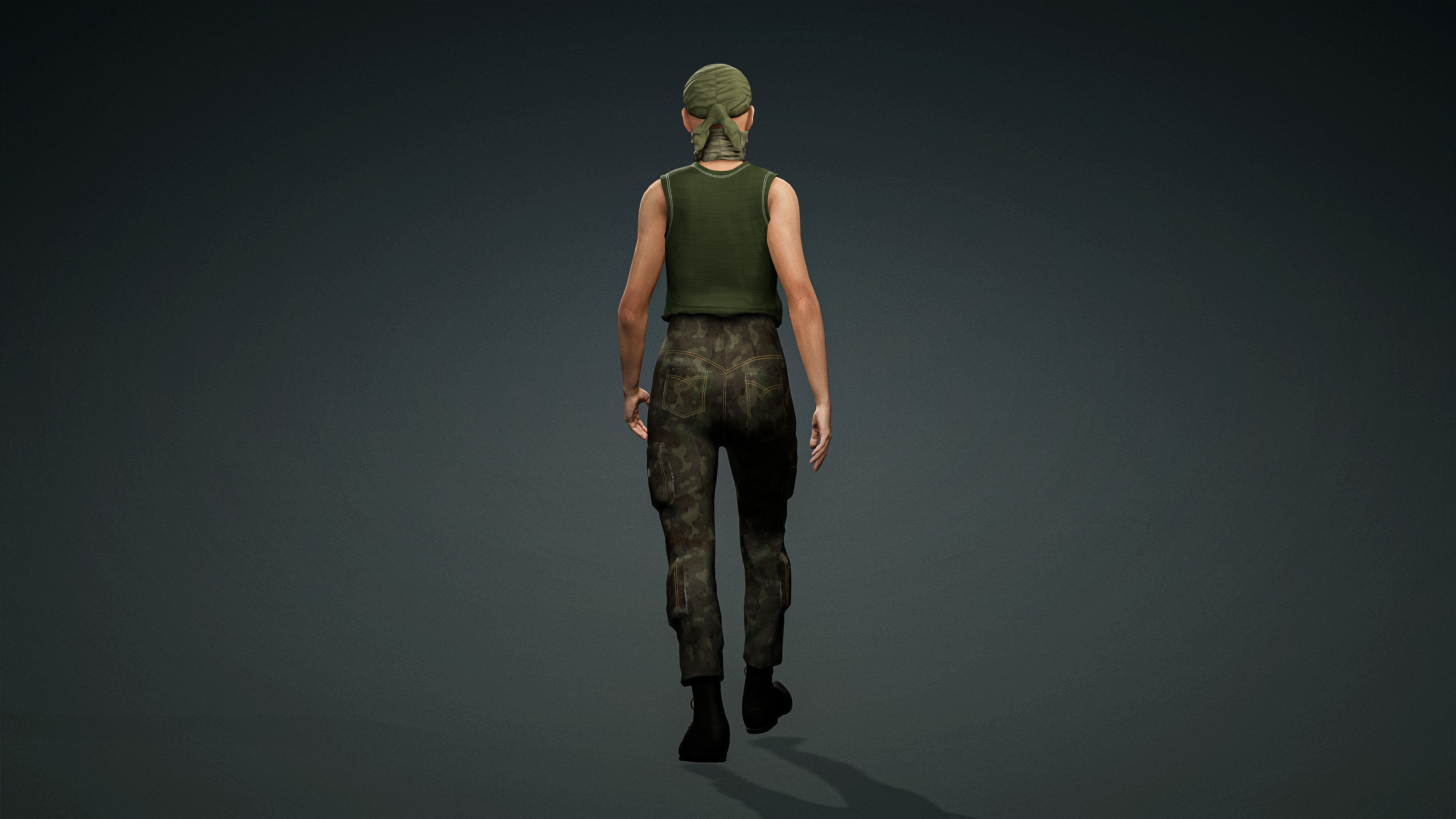 High Quality Realistic Female Military Cargo Low-poly 3D model_9