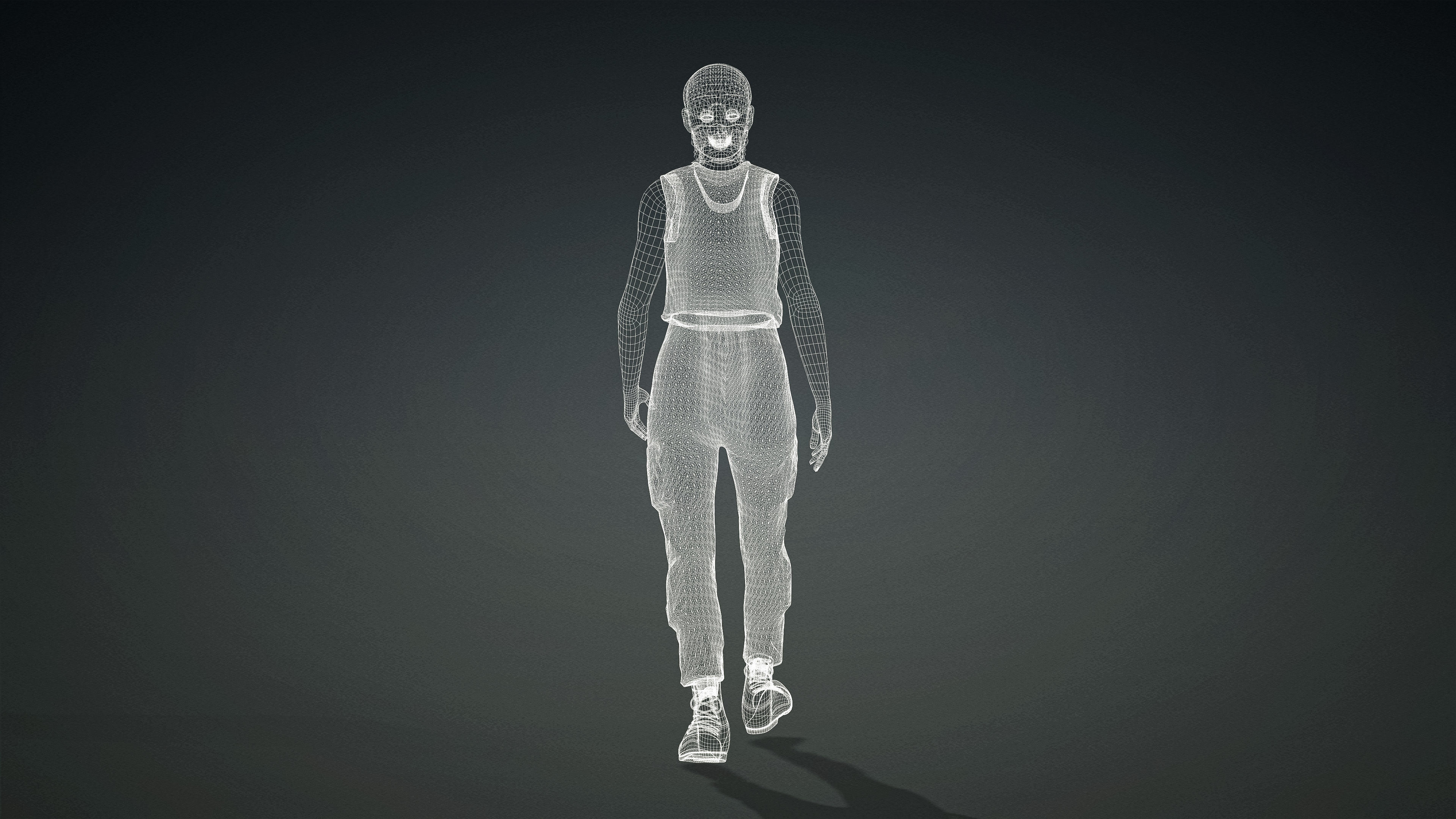 High Quality Realistic Female Military Cargo Low-poly 3D model_29