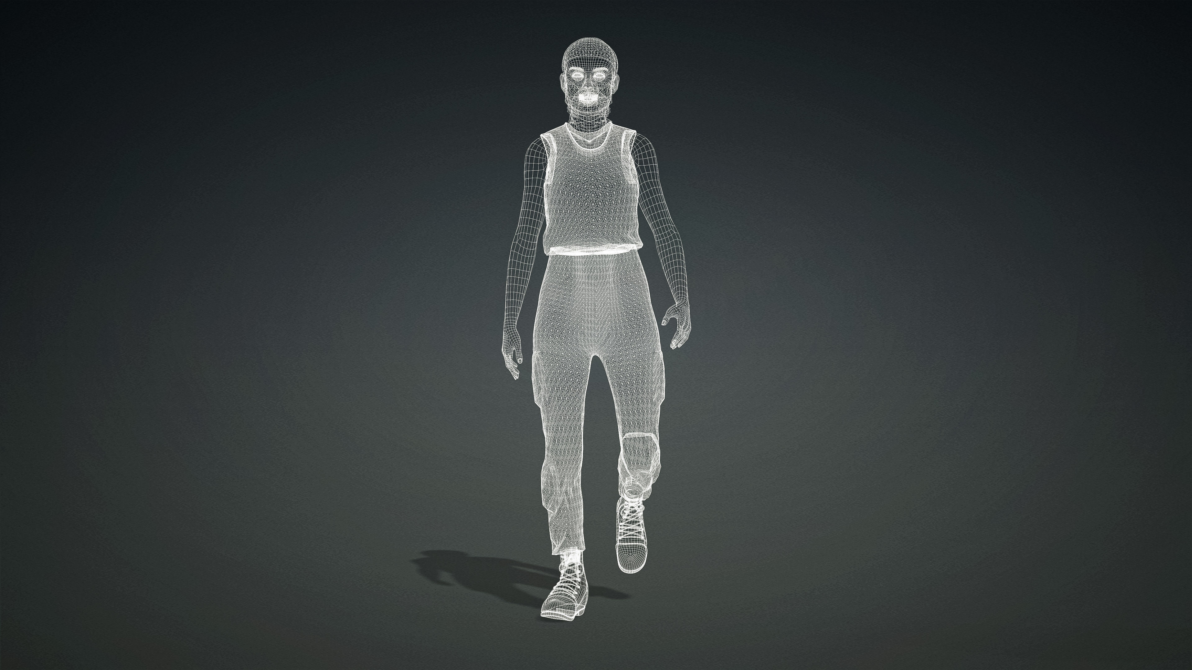 High Quality Realistic Female Military Cargo Low-poly 3D model_23