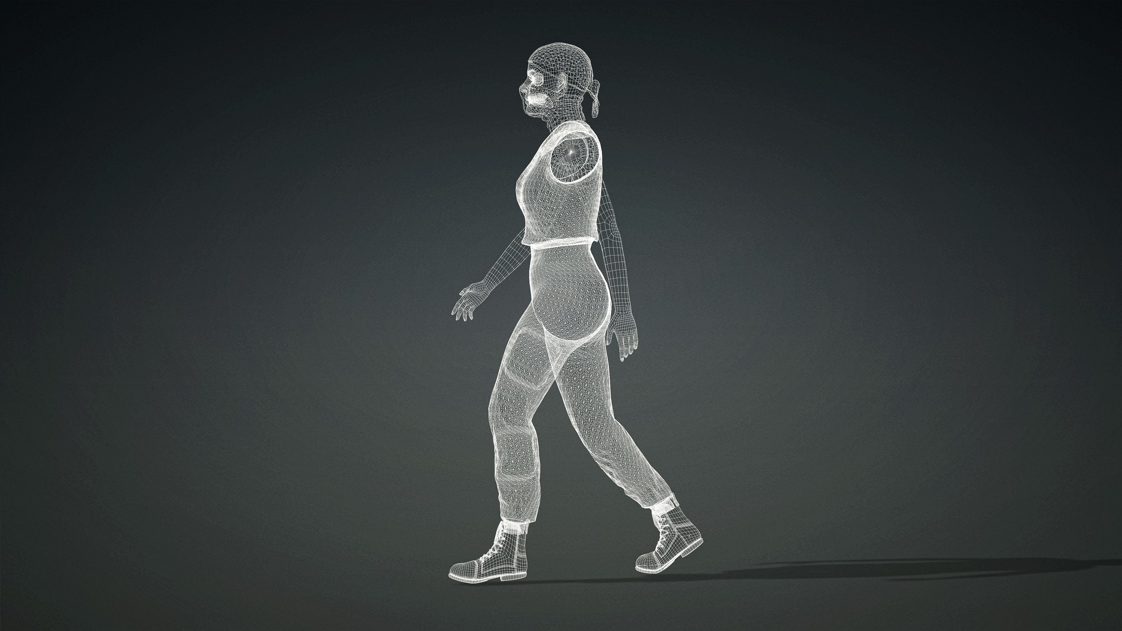 High Quality Realistic Female Military Cargo Low-poly 3D model_26