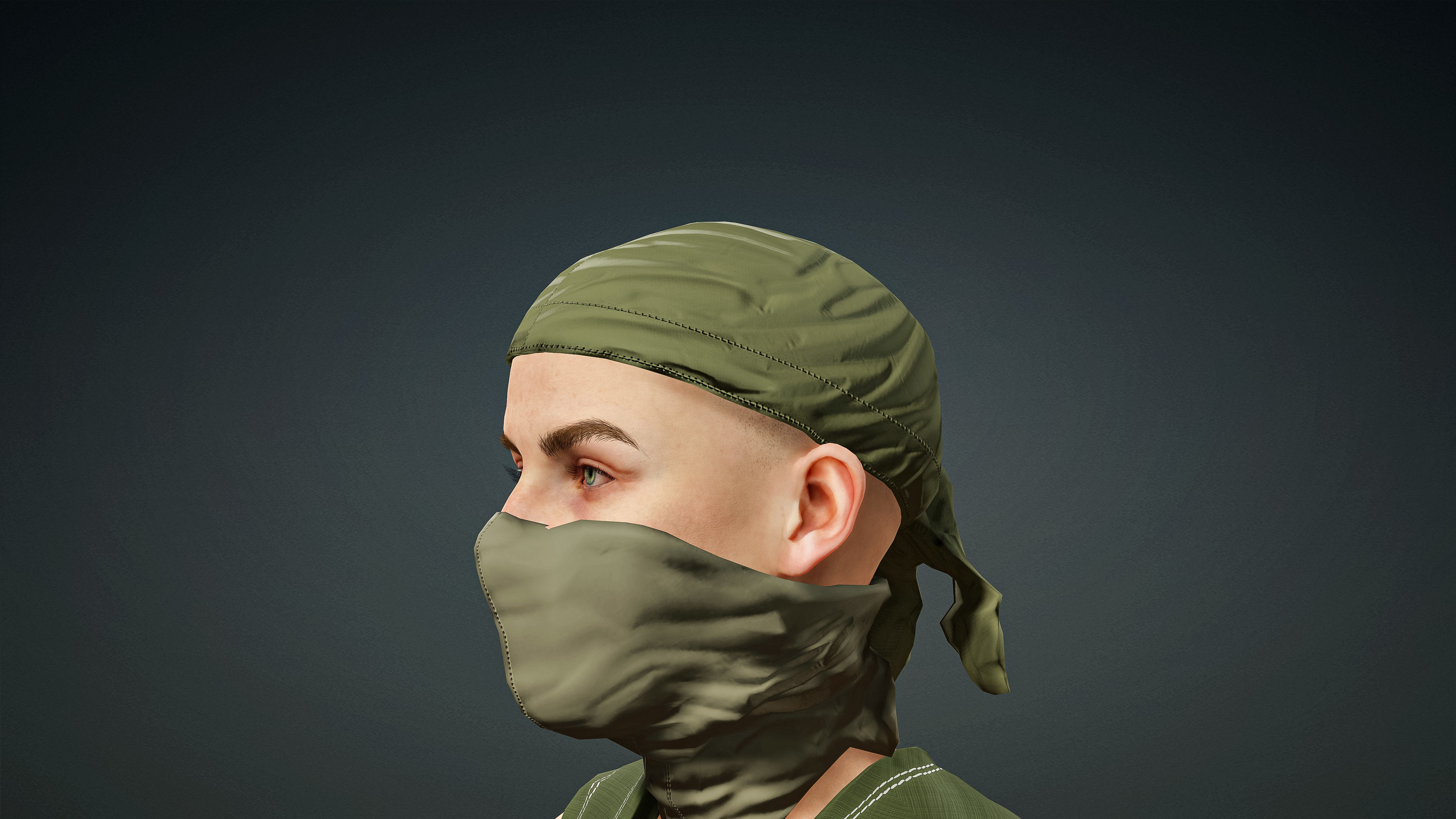 High Quality Realistic Female Military Cargo Low-poly 3D model_11
