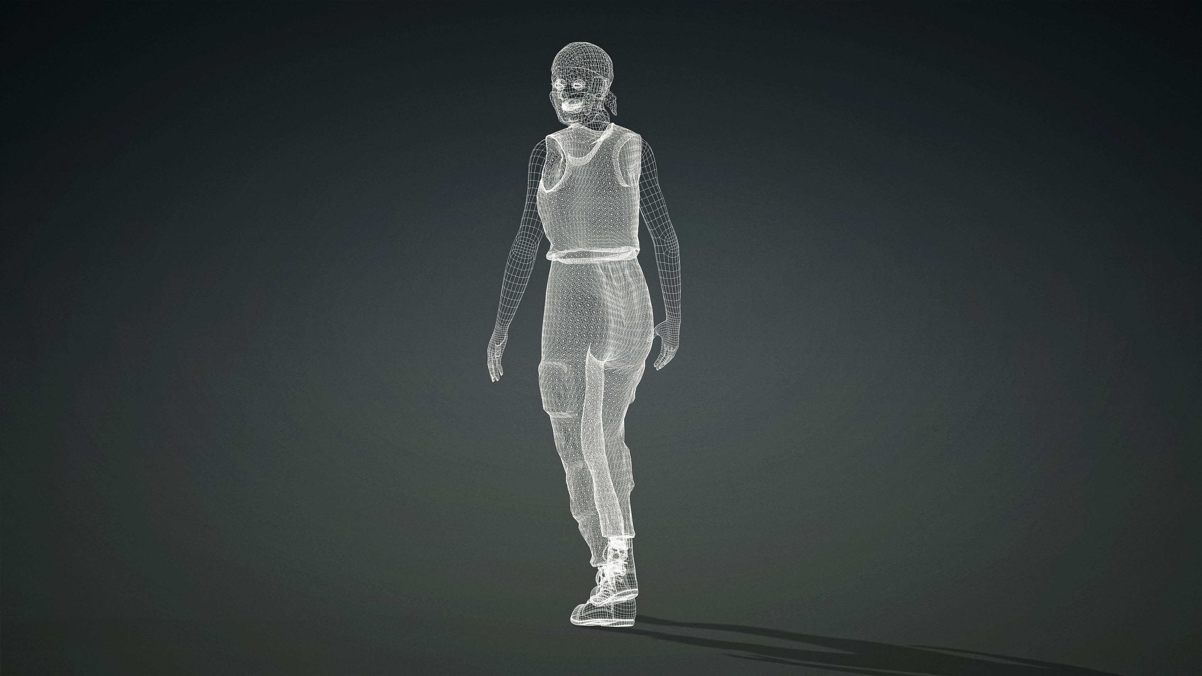 High Quality Realistic Female Military Cargo Low-poly 3D model_28