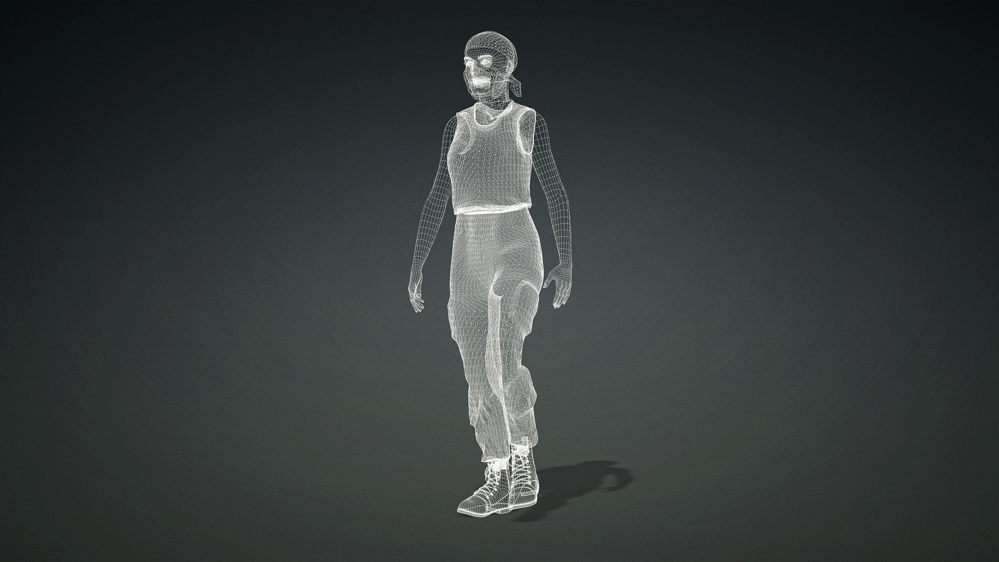 High Quality Realistic Female Military Cargo Low-poly 3D model_24