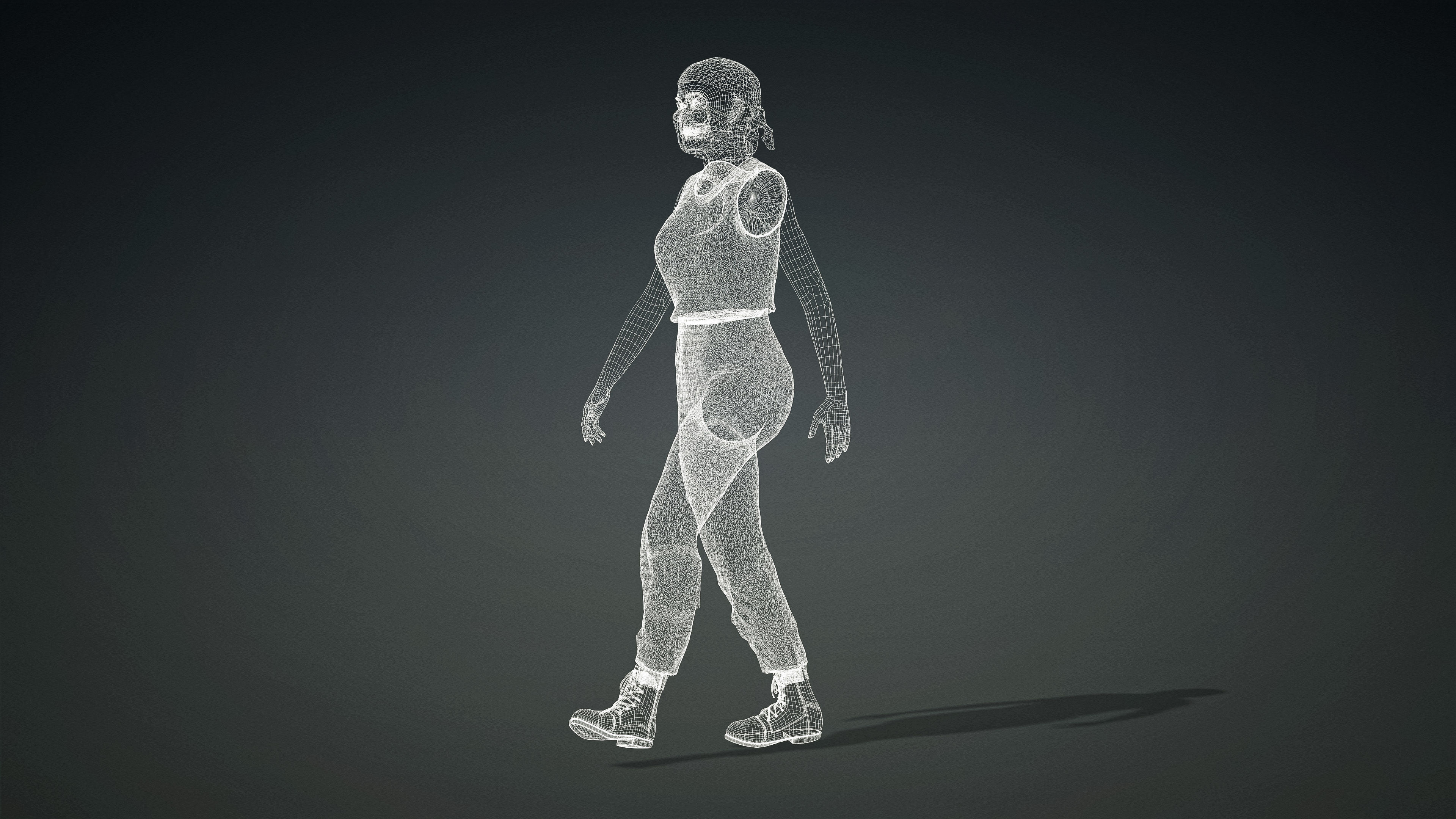 High Quality Realistic Female Military Cargo Low-poly 3D model_25