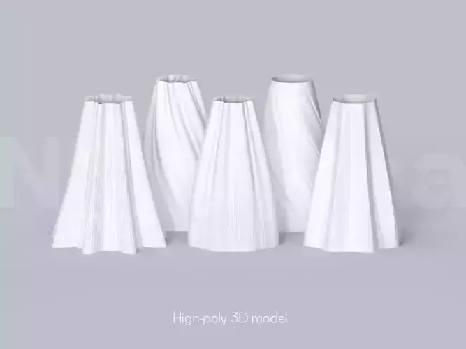 Vase Set STL Files for 3d Printing 3D Printable Vase Collection 