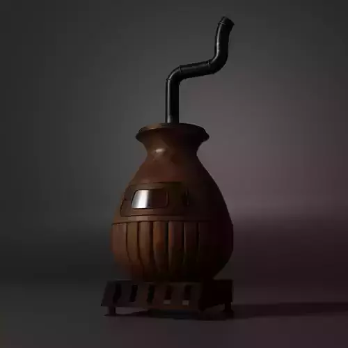 The furnace is a metal stove