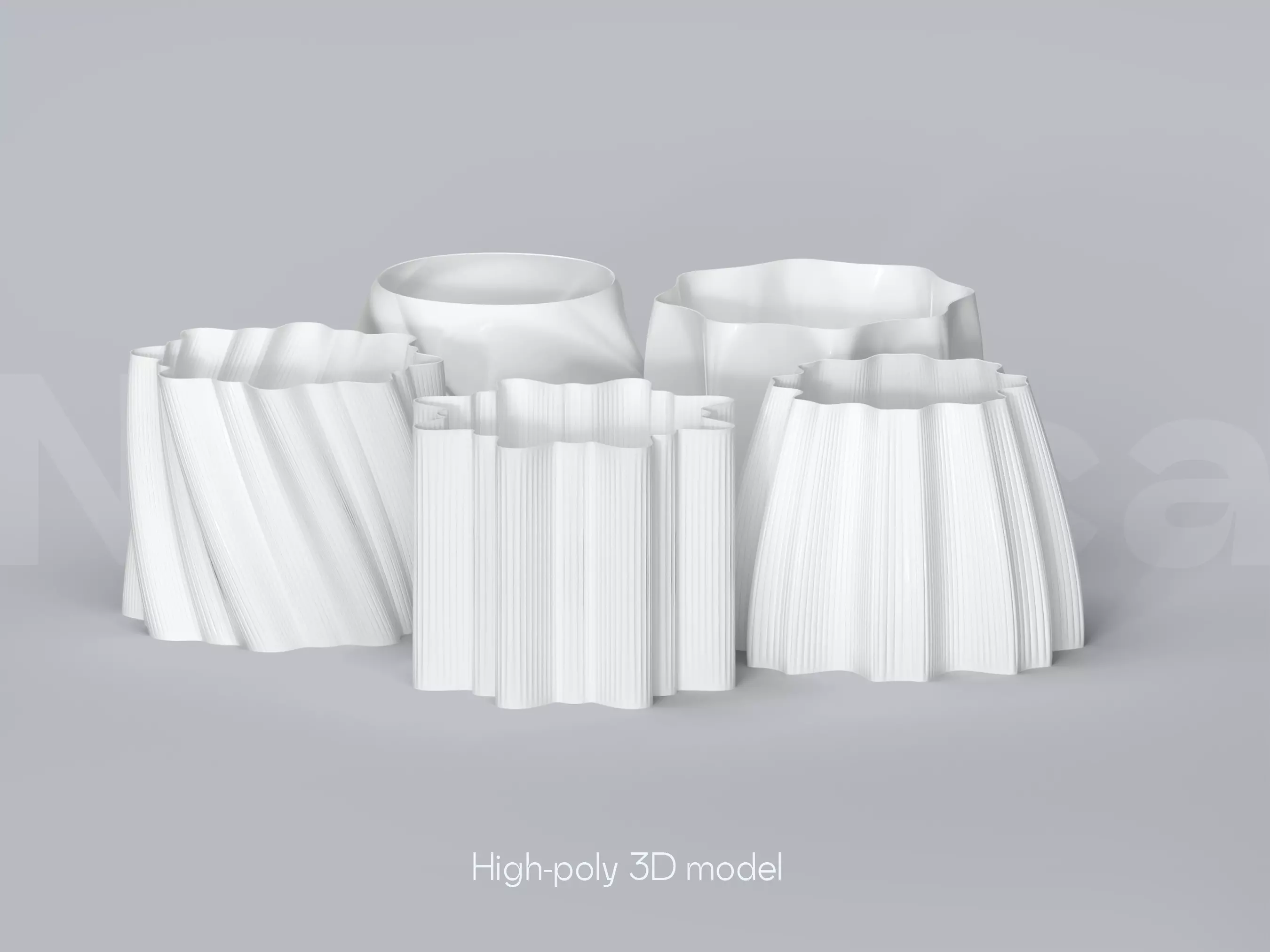 Plant Pot STL 3D Print File Set for Planters and big Plant Pots 3D print model_0