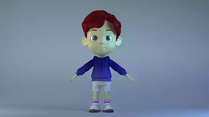 Animated characters students  passersby   cartoon boy 3D model