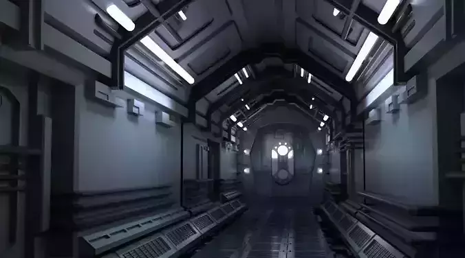 Space stations passages sci-fi scenarios space corridors labs