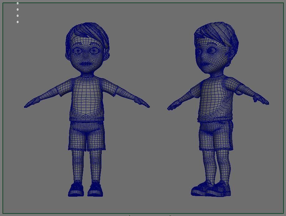Animated characters students passersby cartoon boys 3D model_4