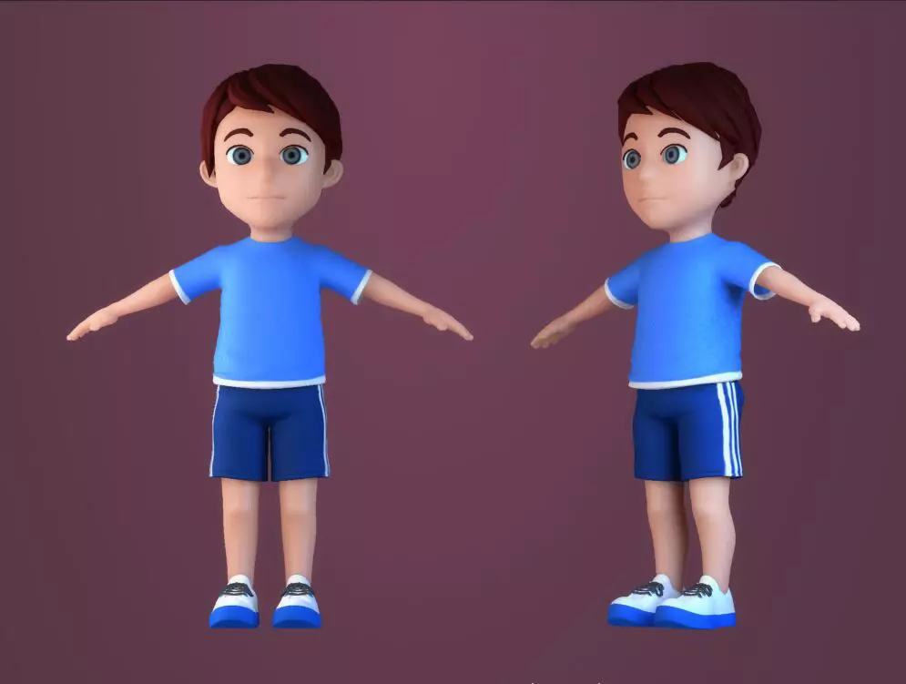 Animated characters students passersby cartoon boys 3D model_0
