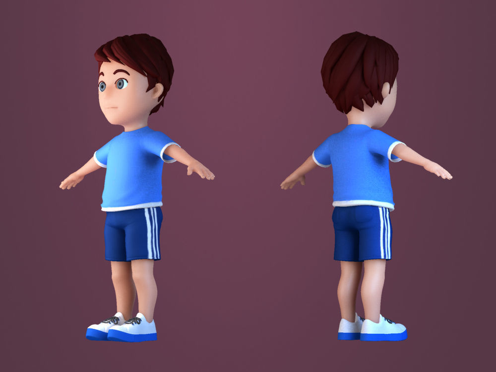 Animated characters students passersby cartoon boys 3D model_3