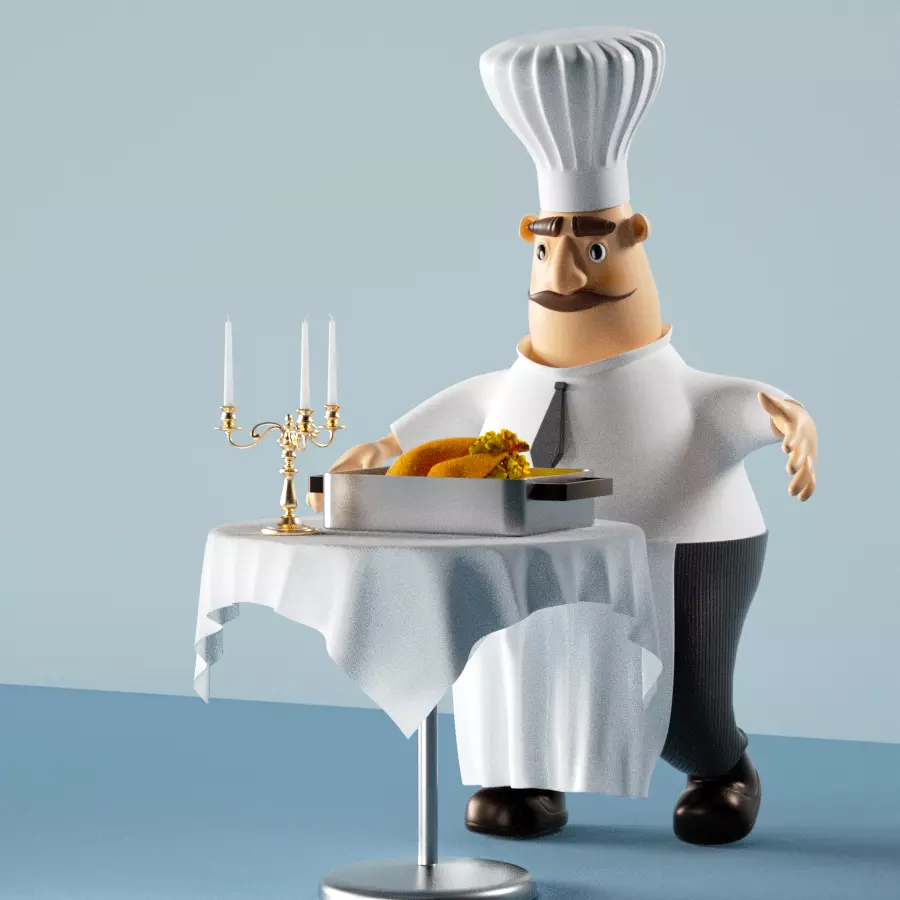  cartoon chefs 3D model_0
