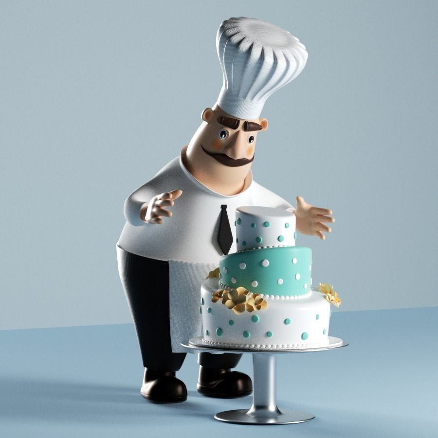 cartoon chefs 3D model_8