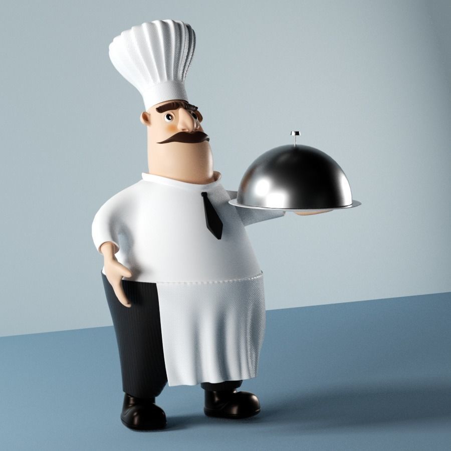  cartoon chefs 3D model_2