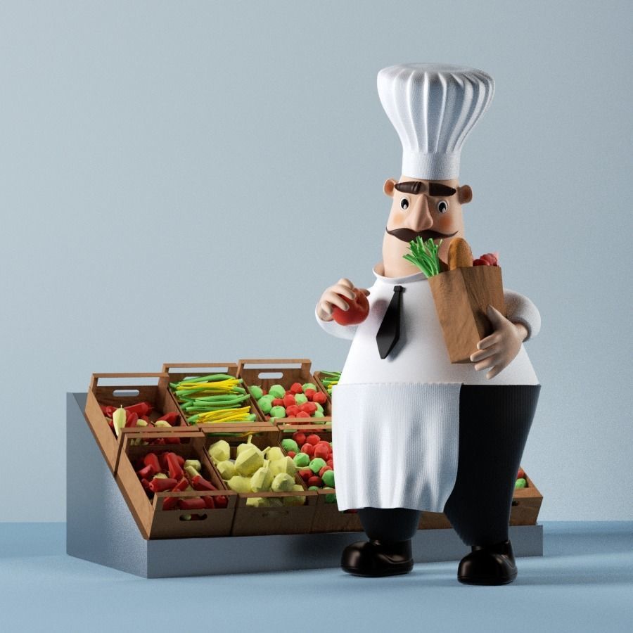  cartoon chefs 3D model_5