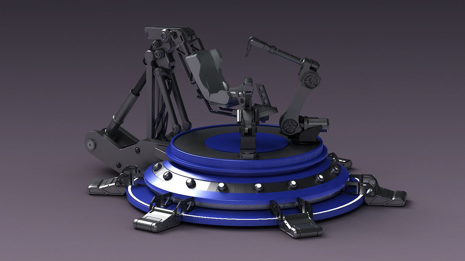 Hi-tech future pit robot robot arm science fiction future lab 3D model_3