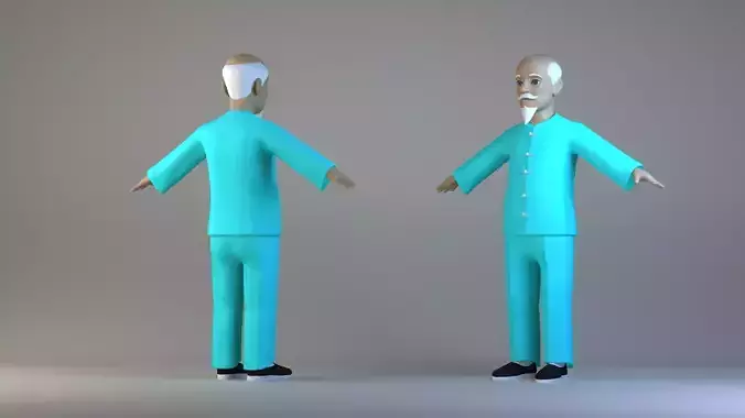 old Asian man with white hair Old Man Cartoon male