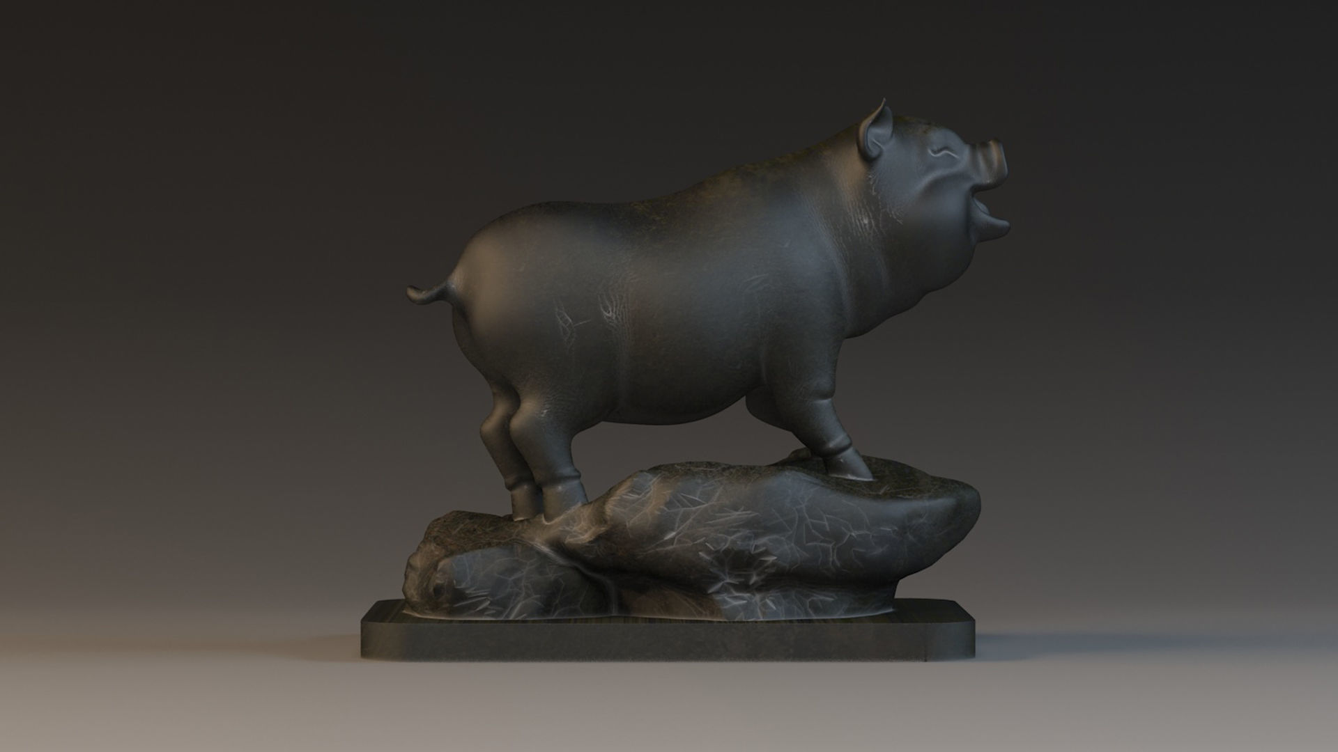 Pig Sculpture  Animal Parts 3D printing artwork Art 3D model_3