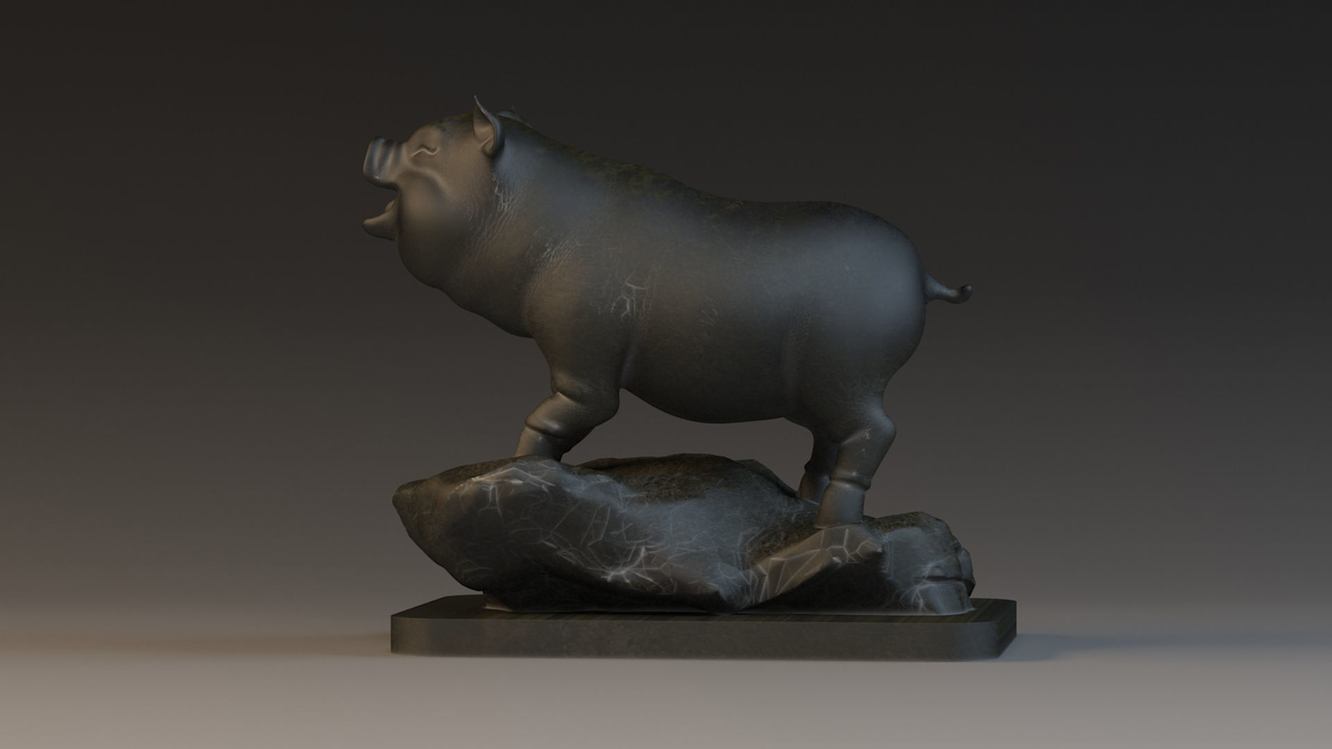 Pig Sculpture  Animal Parts 3D printing artwork Art 3D model_1
