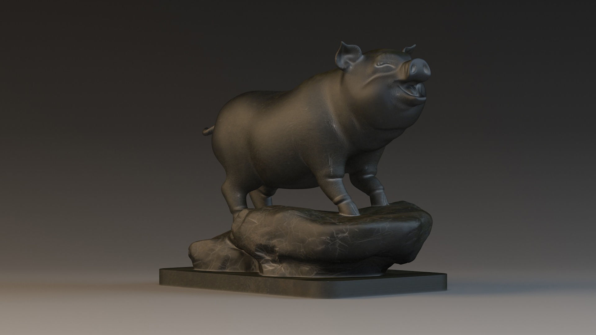 Pig Sculpture  Animal Parts 3D printing artwork Art 3D model_4