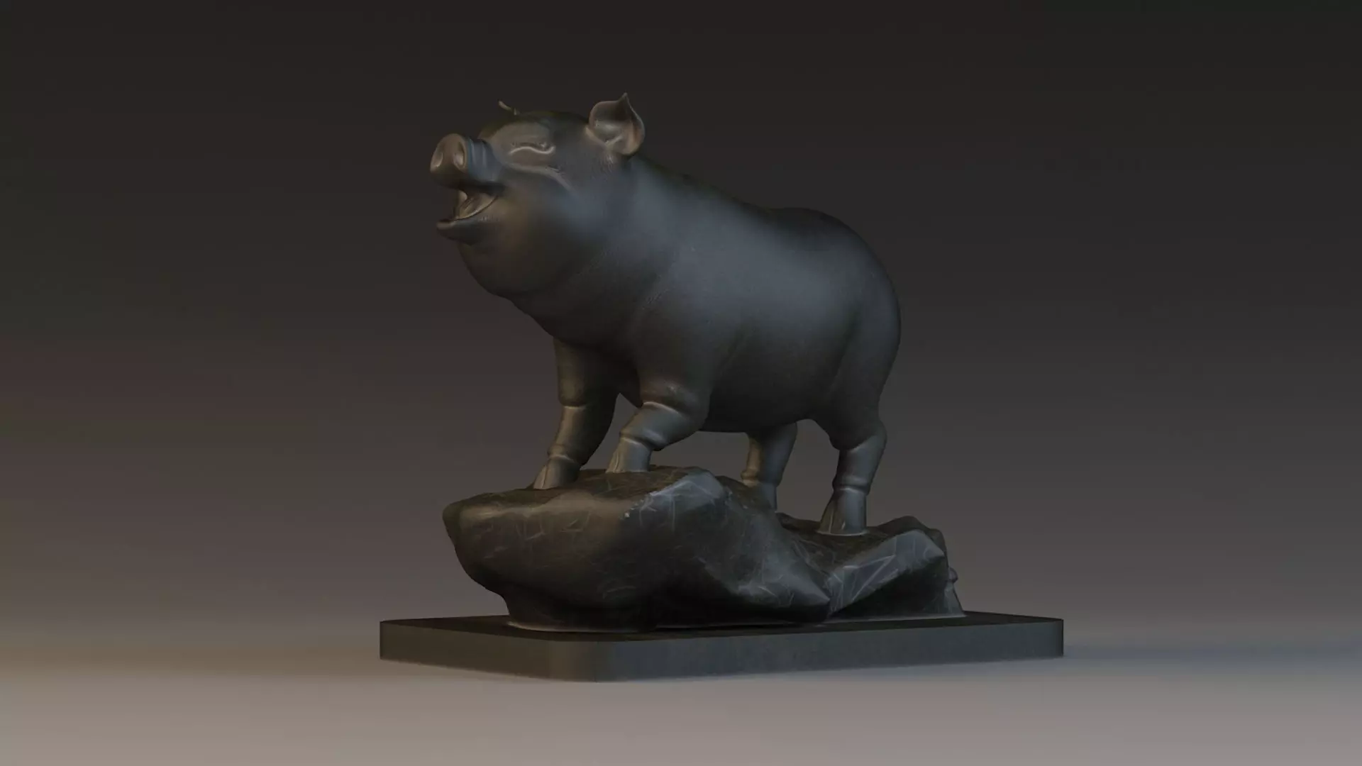 Pig Sculpture  Animal Parts 3D printing artwork Art 3D model_0