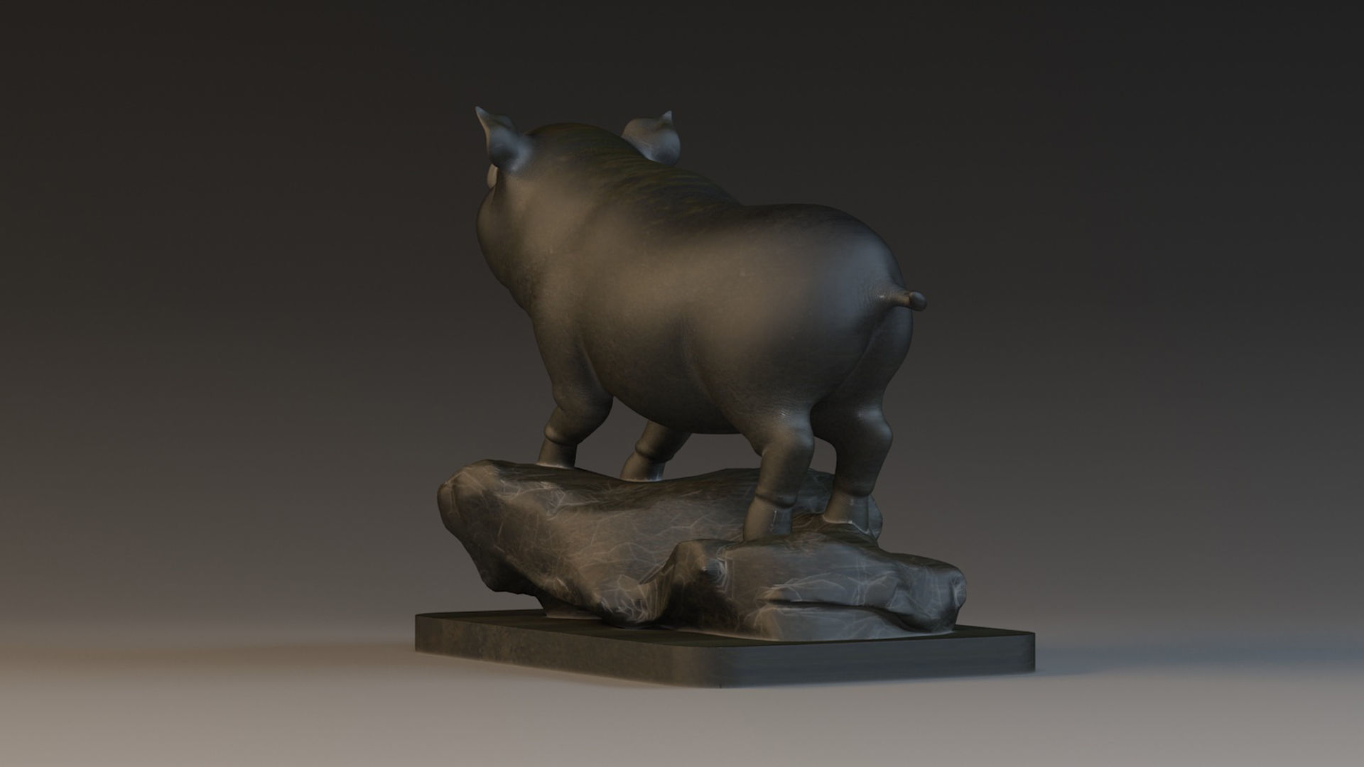 Pig Sculpture  Animal Parts 3D printing artwork Art 3D model_2