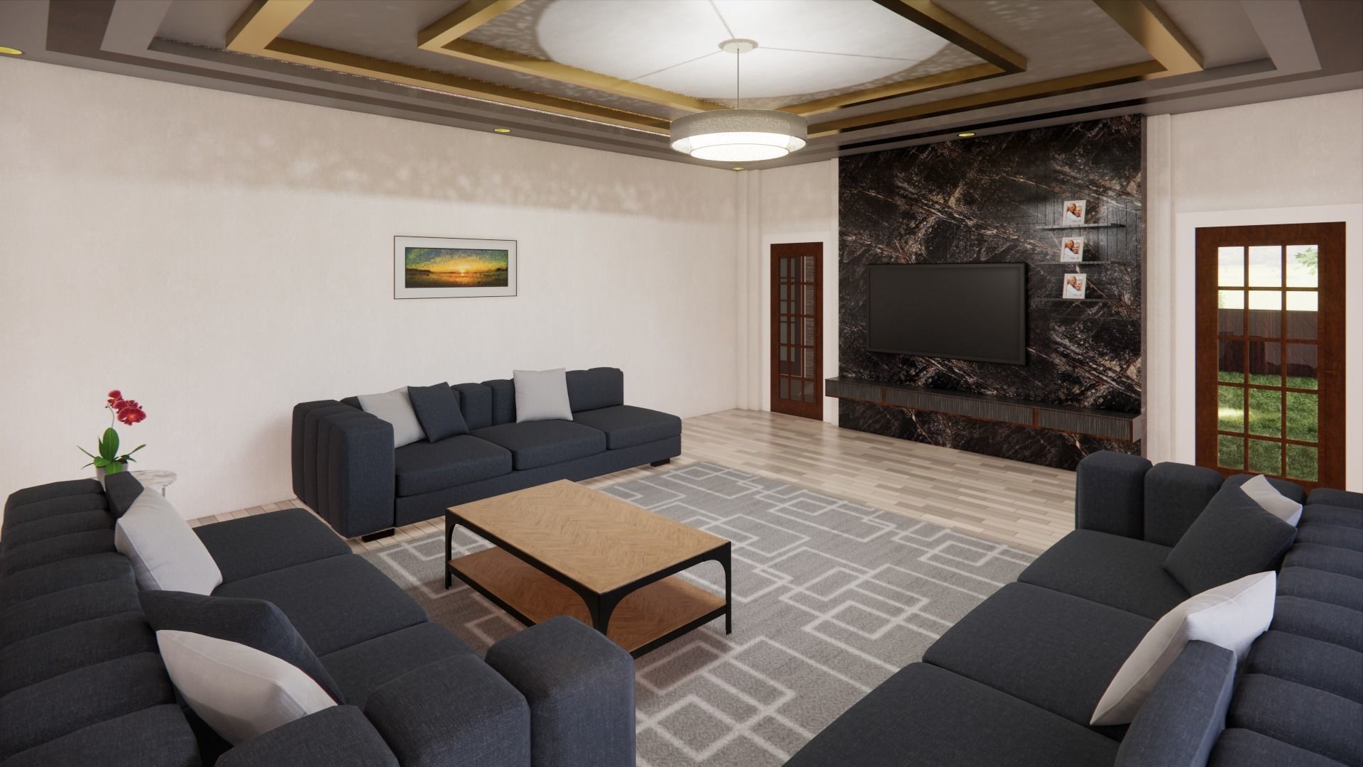 5 1 Villa with Large Lawn and Trees 3D model_10