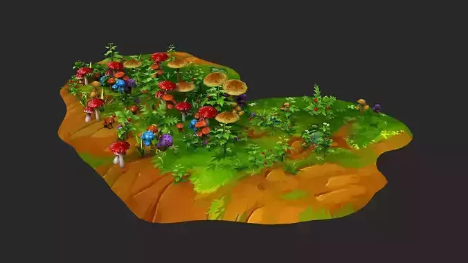 Cartoon Grass flowers tufts tufts ferns  locust cricket