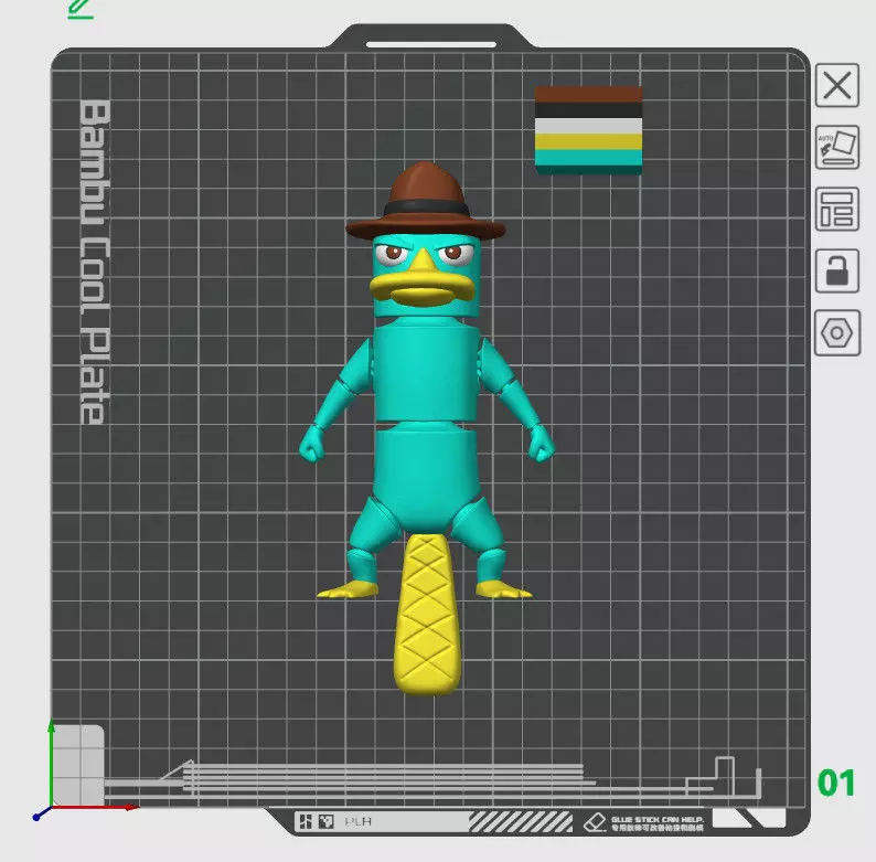 PERRY THE PLATYPUS FLEXIBLE ARTICULATED 3D print model_0