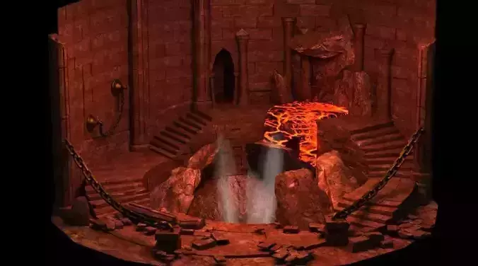 Cave entrance Cave underground hell  Magmas Craters mountains  3D model