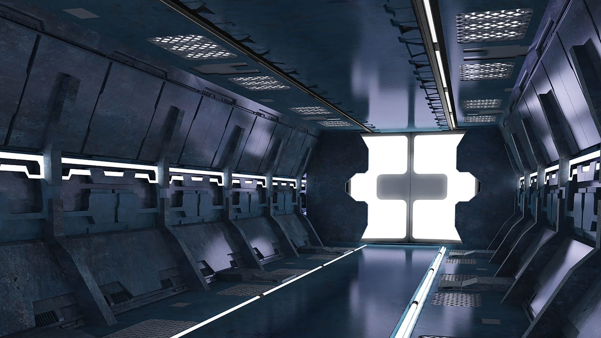 Science-fiction Gates space corridors  mechanical models 3D model_2
