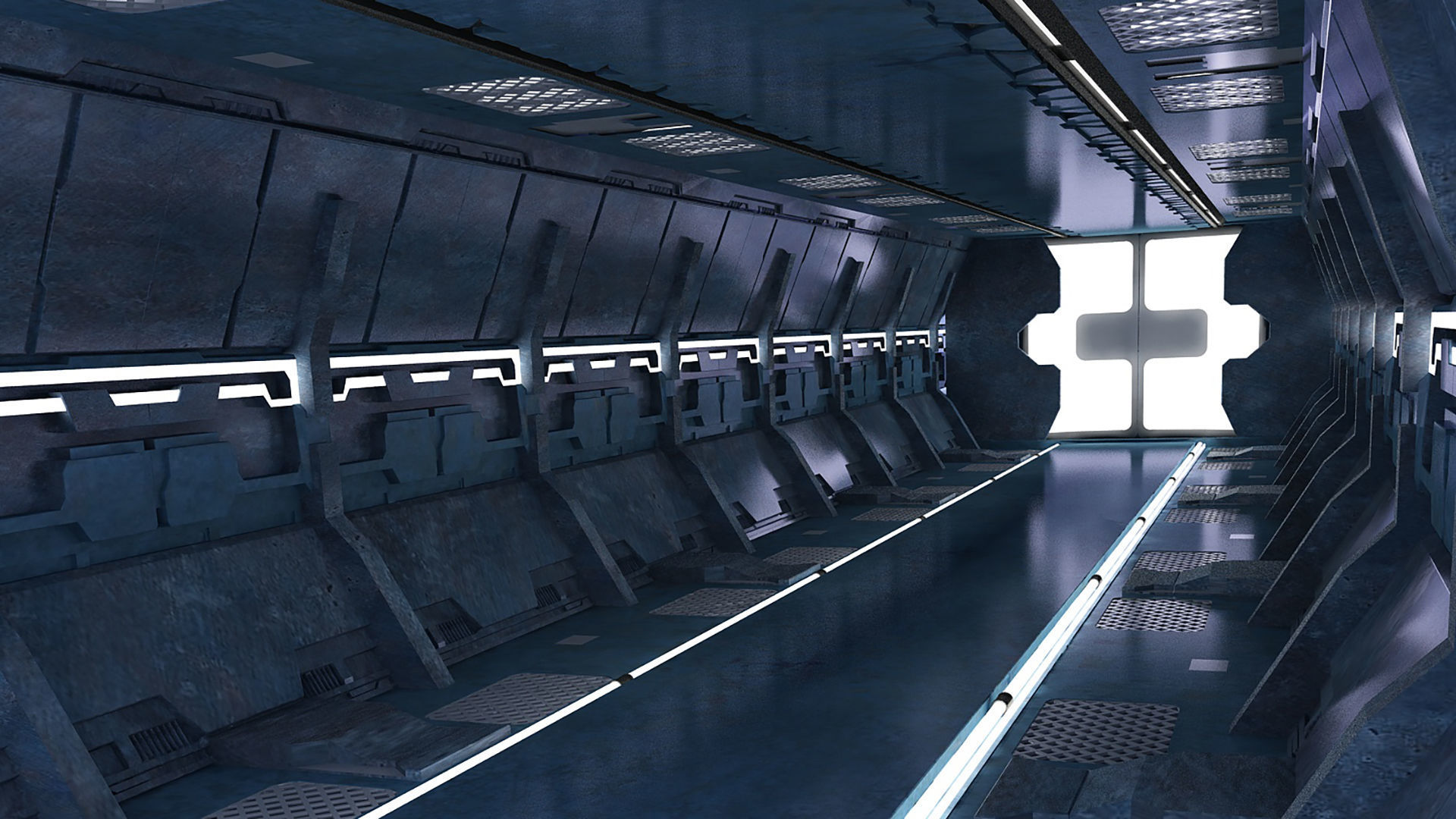 Science-fiction Gates space corridors  mechanical models 3D model_3