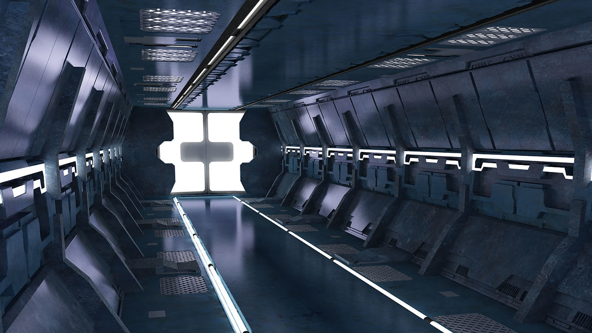 Science-fiction Gates space corridors  mechanical models 3D model_4