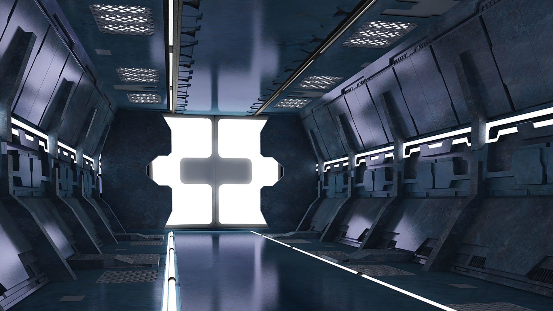 Science-fiction Gates space corridors  mechanical models 3D model_1
