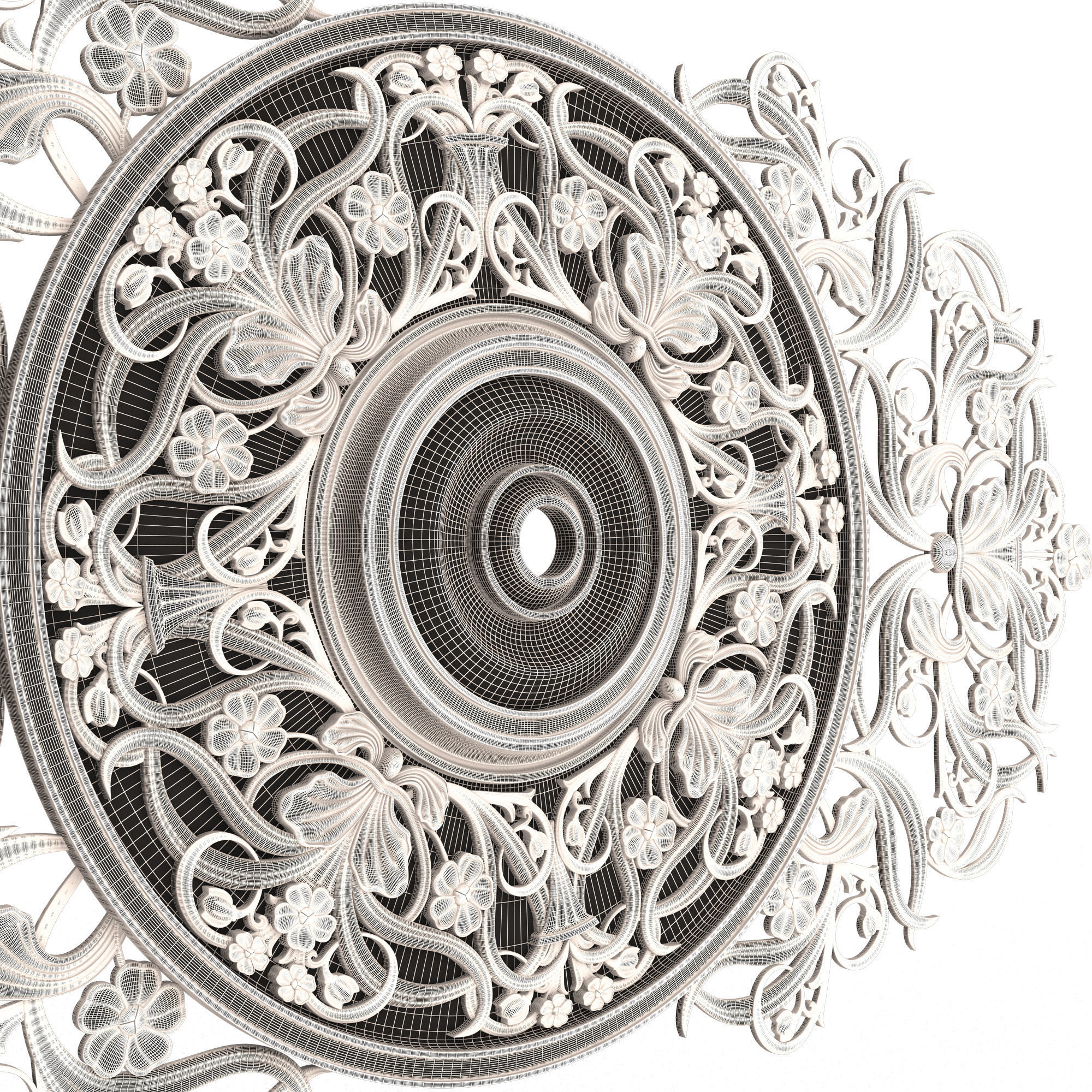 Ceiling Rosette 08 Low-poly 3D model_7