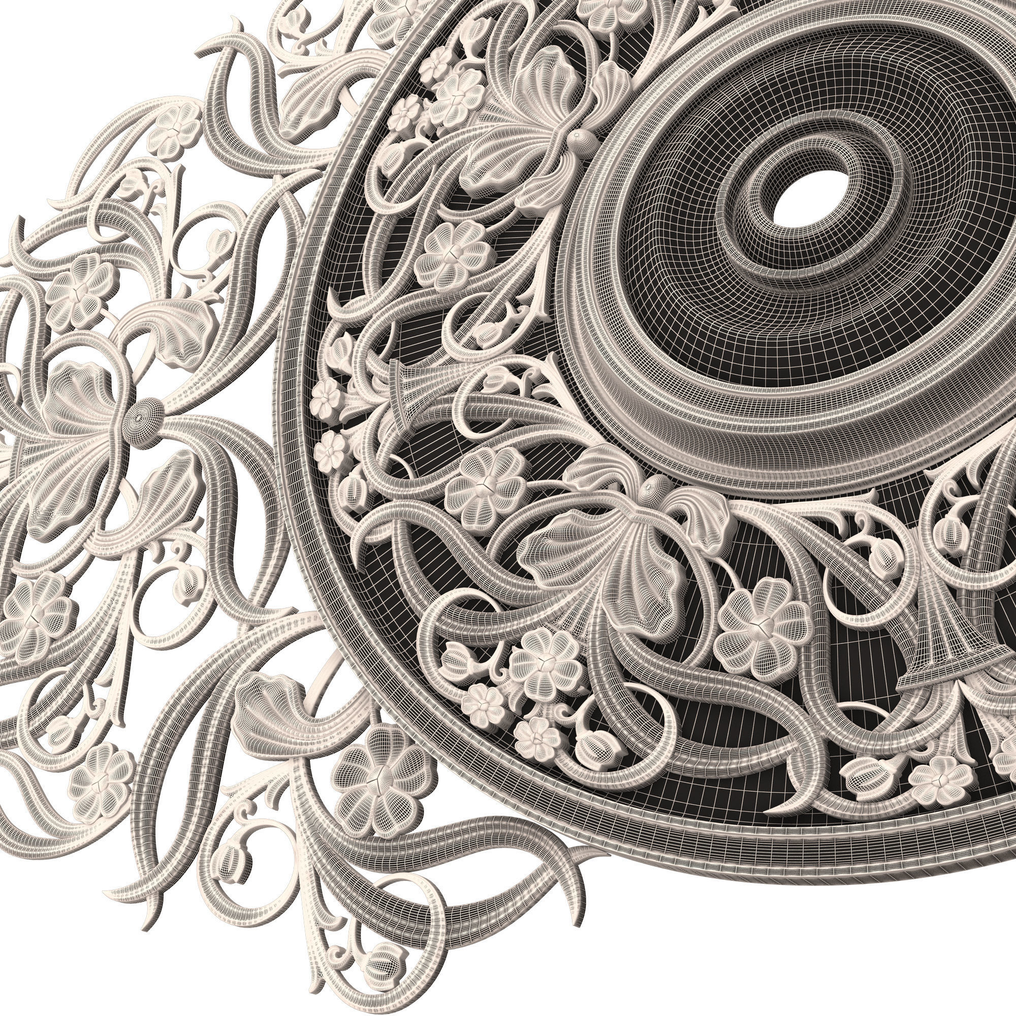 Ceiling Rosette 08 Low-poly 3D model_8