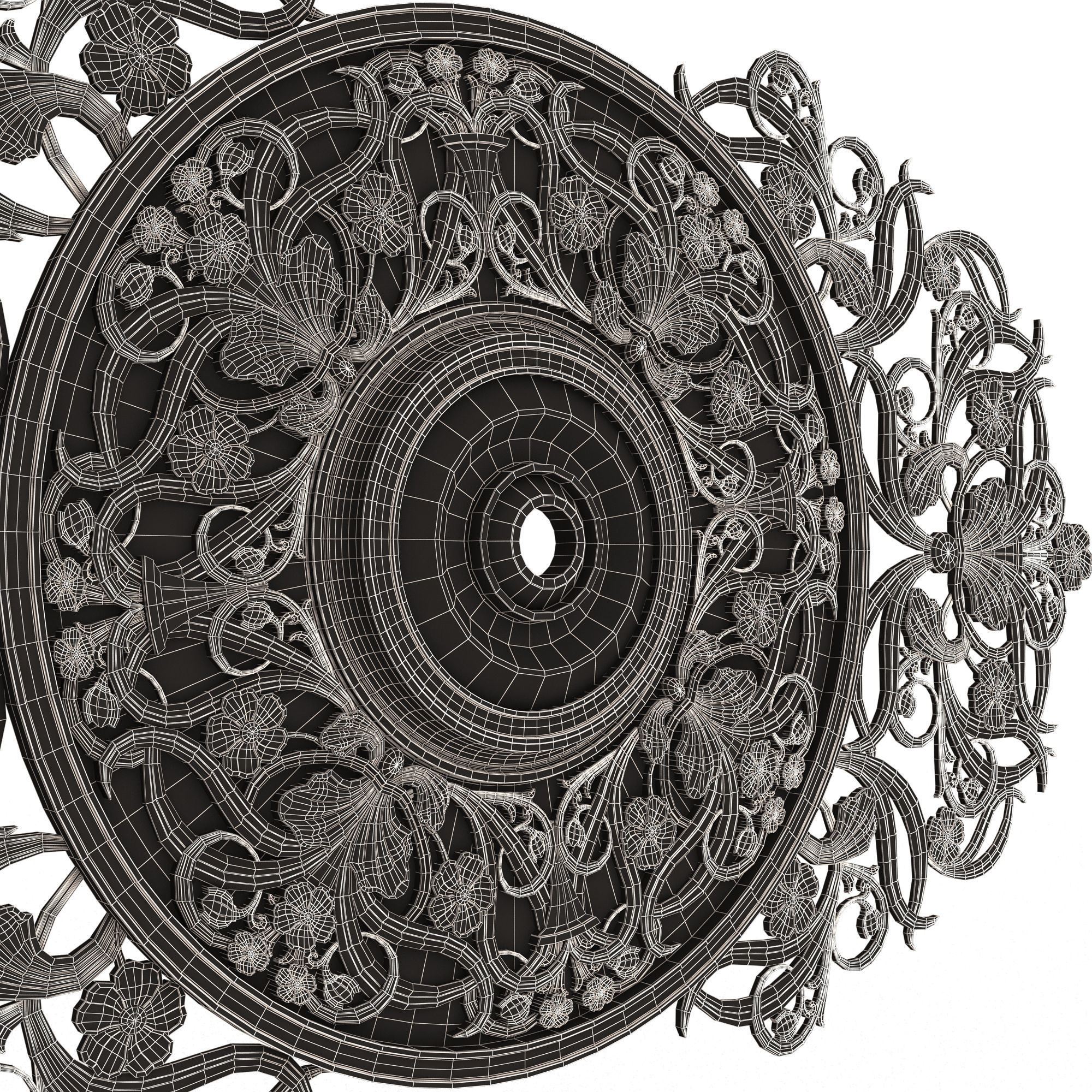 Ceiling Rosette 08 Low-poly 3D model_13