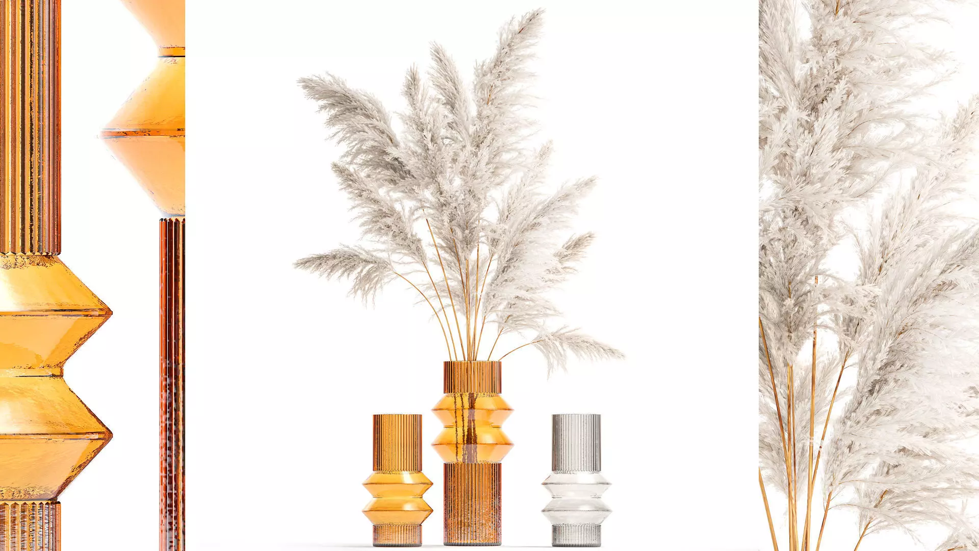 Lush bouquet of dry pampas branches in a vase 317 3D model_0