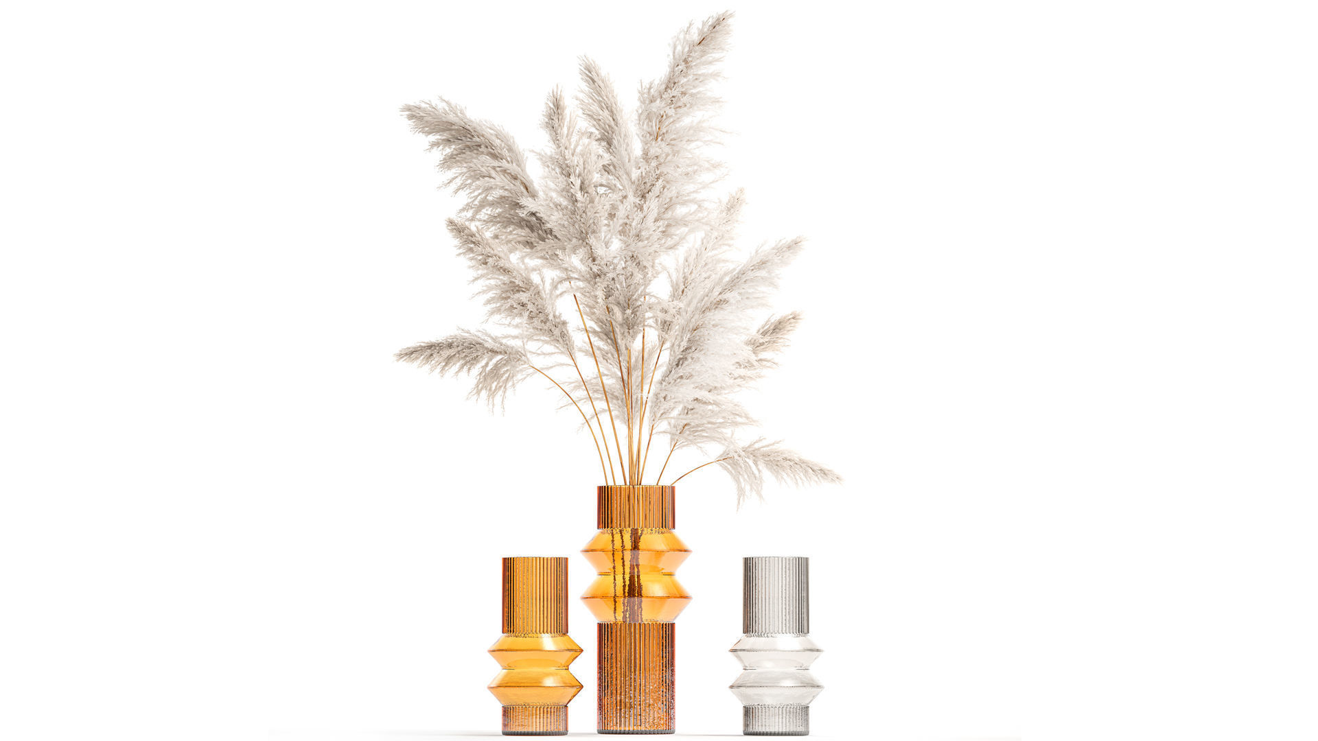 Lush bouquet of dry pampas branches in a vase 317 3D model_1