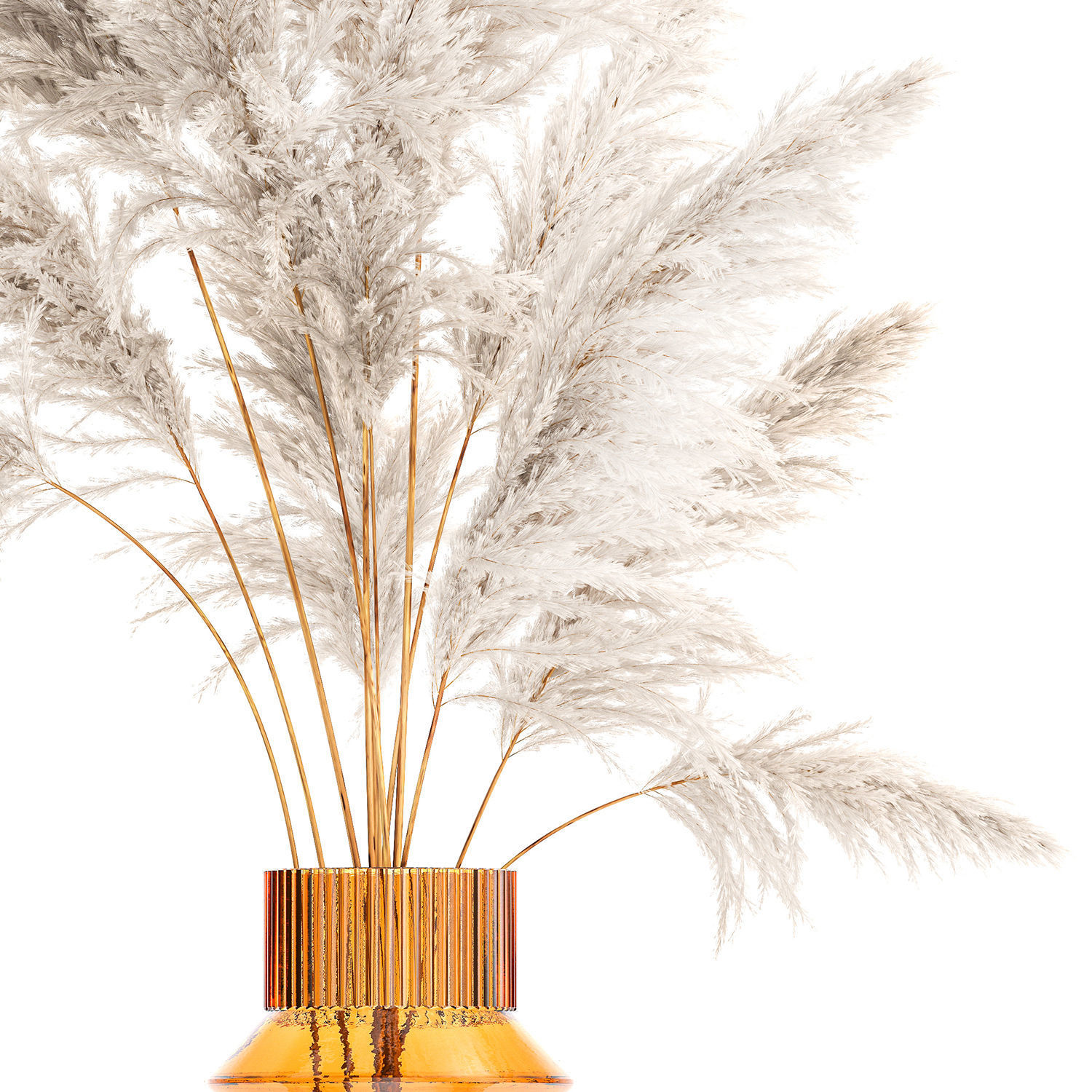 Lush bouquet of dry pampas branches in a vase 317 3D model_9