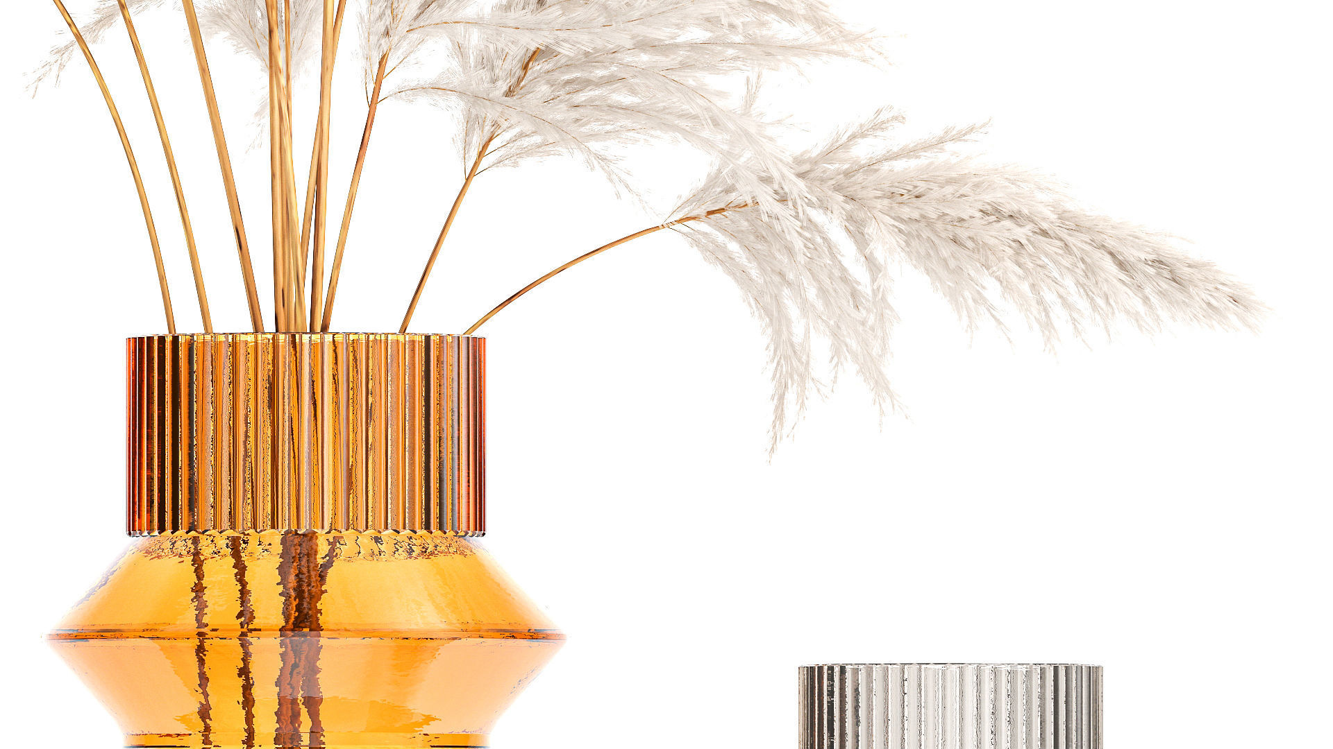 Lush bouquet of dry pampas branches in a vase 317 3D model_4