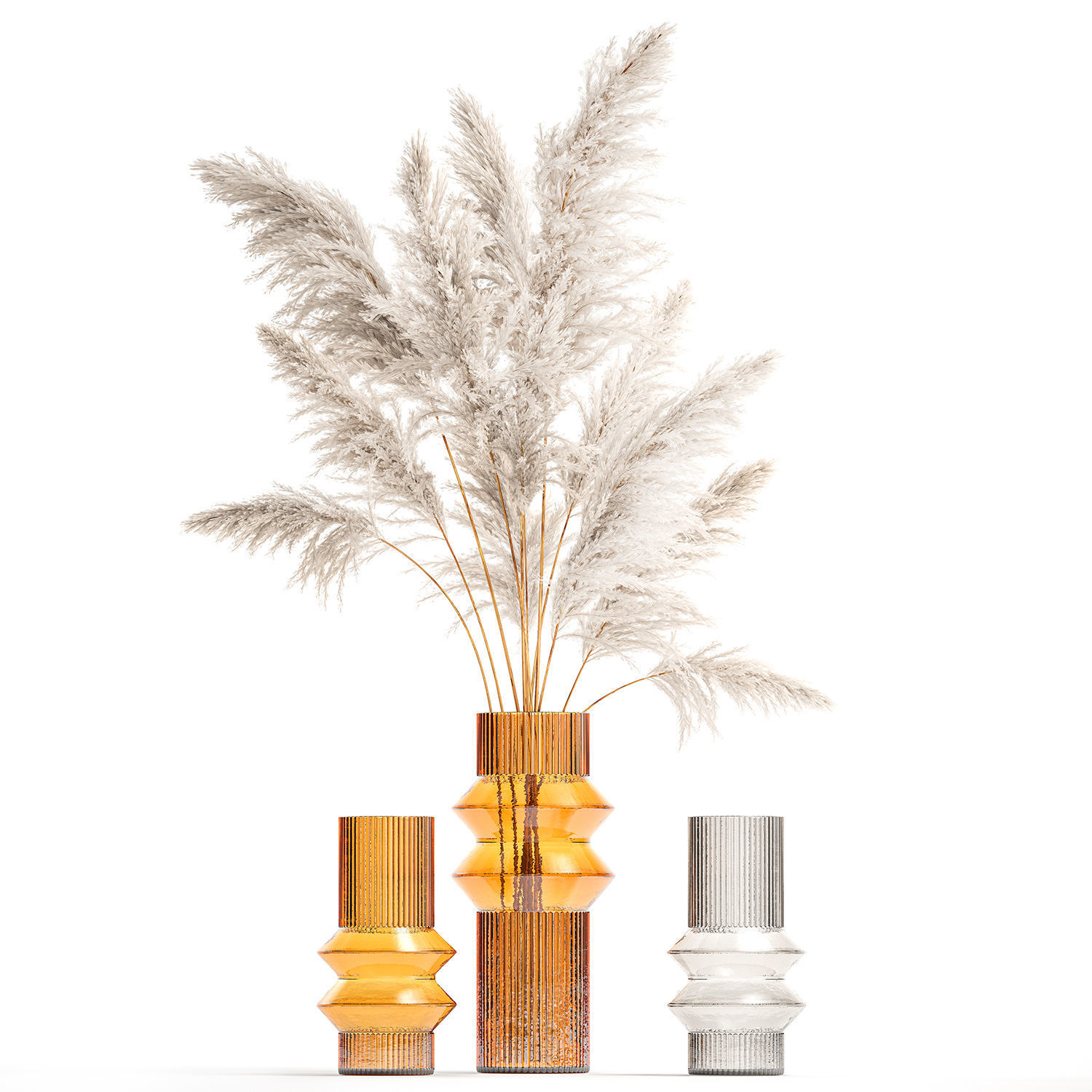 Lush bouquet of dry pampas branches in a vase 317 3D model_10