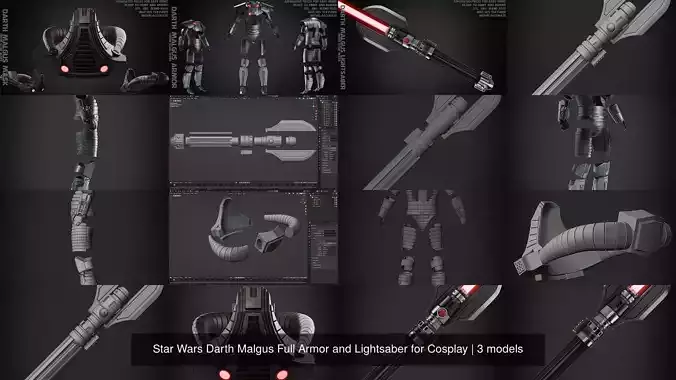 Star Wars Darth Malgus Full Armor and Lightsaber for Cosplay