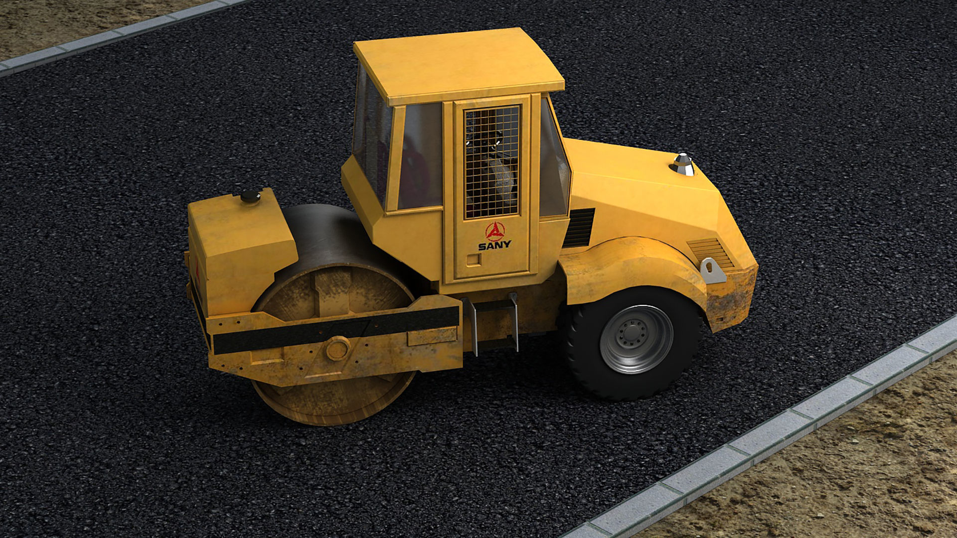 Construction municipal vehicles road rollers construction 3D model_4