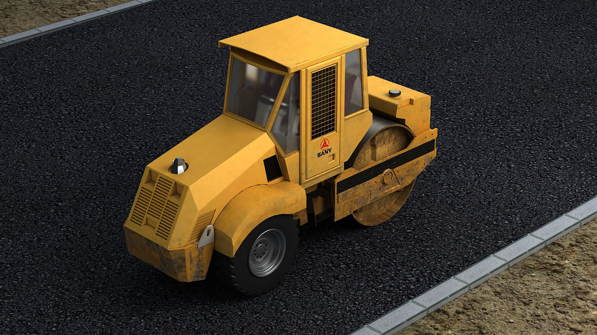 Construction municipal vehicles road rollers construction 3D model_2