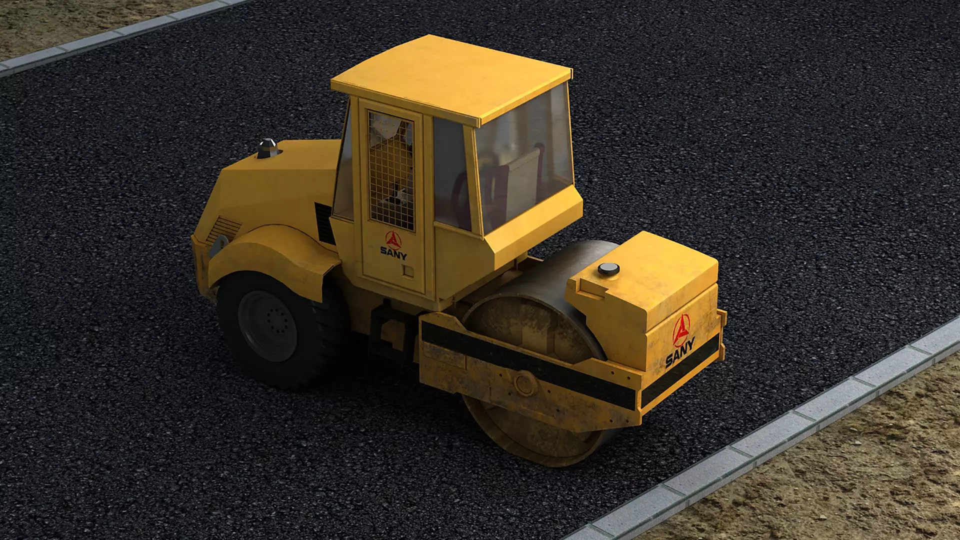 Construction municipal vehicles road rollers construction 3D model_0