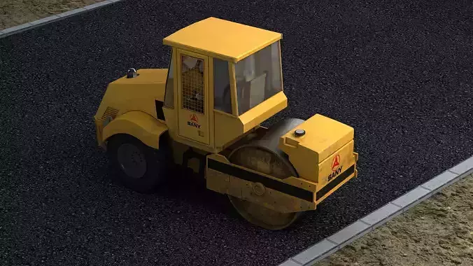Construction municipal vehicles road rollers construction 3D model